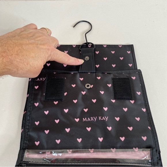 Mary Kay Travel Roll Up Hanging Organizer Black/Pink Hearts NEW - Picture 3 of 7
